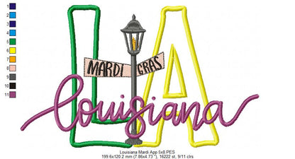 Louisiana Mardi Gras - Applique - Machine Embroidery Design