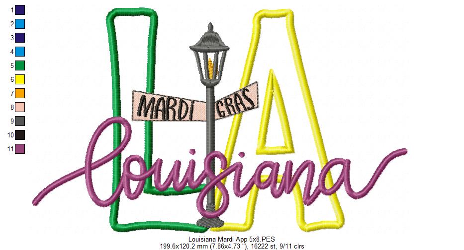 Louisiana Mardi Gras - Applique - Machine Embroidery Design