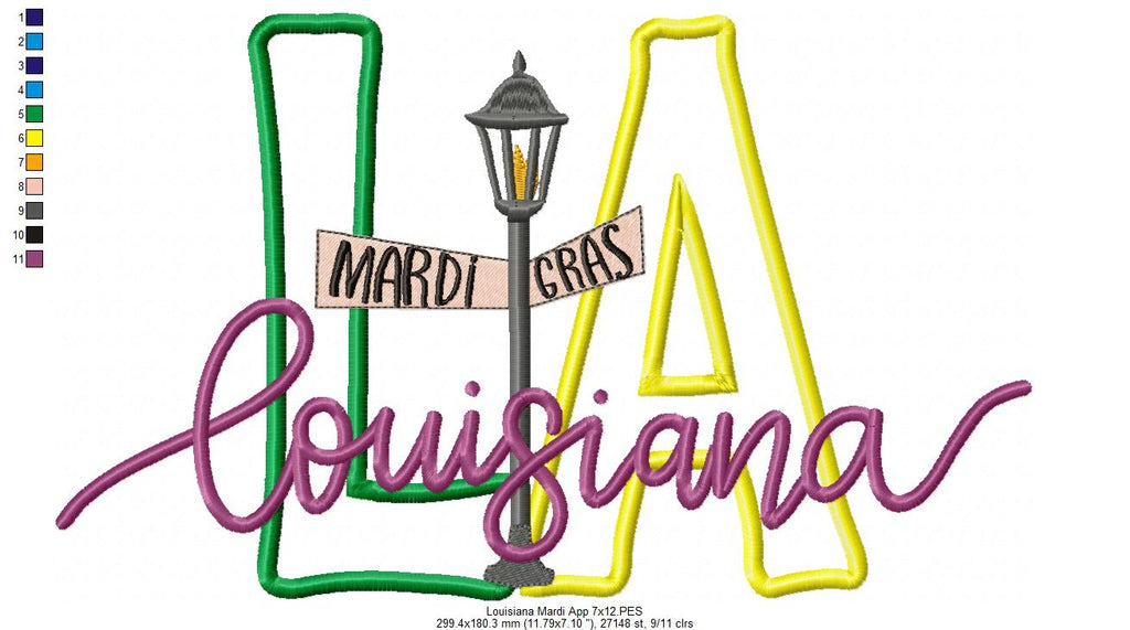 Louisiana Mardi Gras - Applique - Machine Embroidery Design