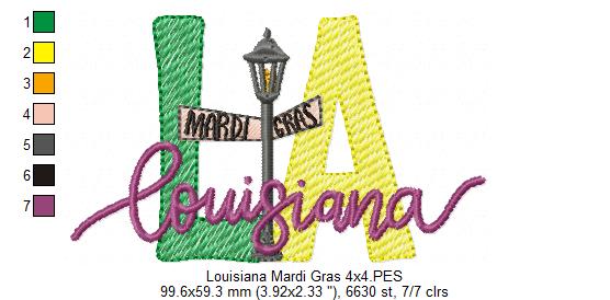 Louisiana Mardi Gras - Fill Stitch - Machine Embroidery Design