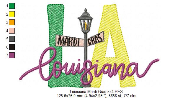 Louisiana Mardi Gras - Fill Stitch - Machine Embroidery Design