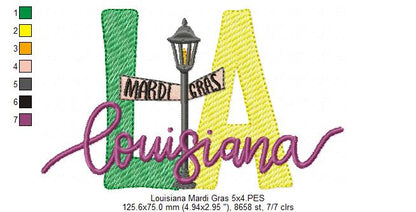 Louisiana Mardi Gras - Fill Stitch - Machine Embroidery Design