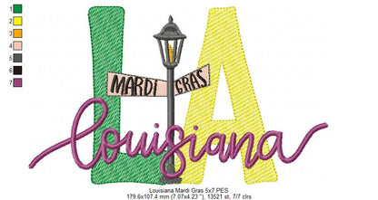 Louisiana Mardi Gras - Fill Stitch - Machine Embroidery Design