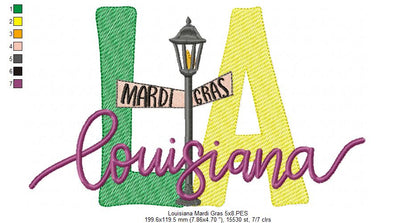 Louisiana Mardi Gras - Fill Stitch - Machine Embroidery Design