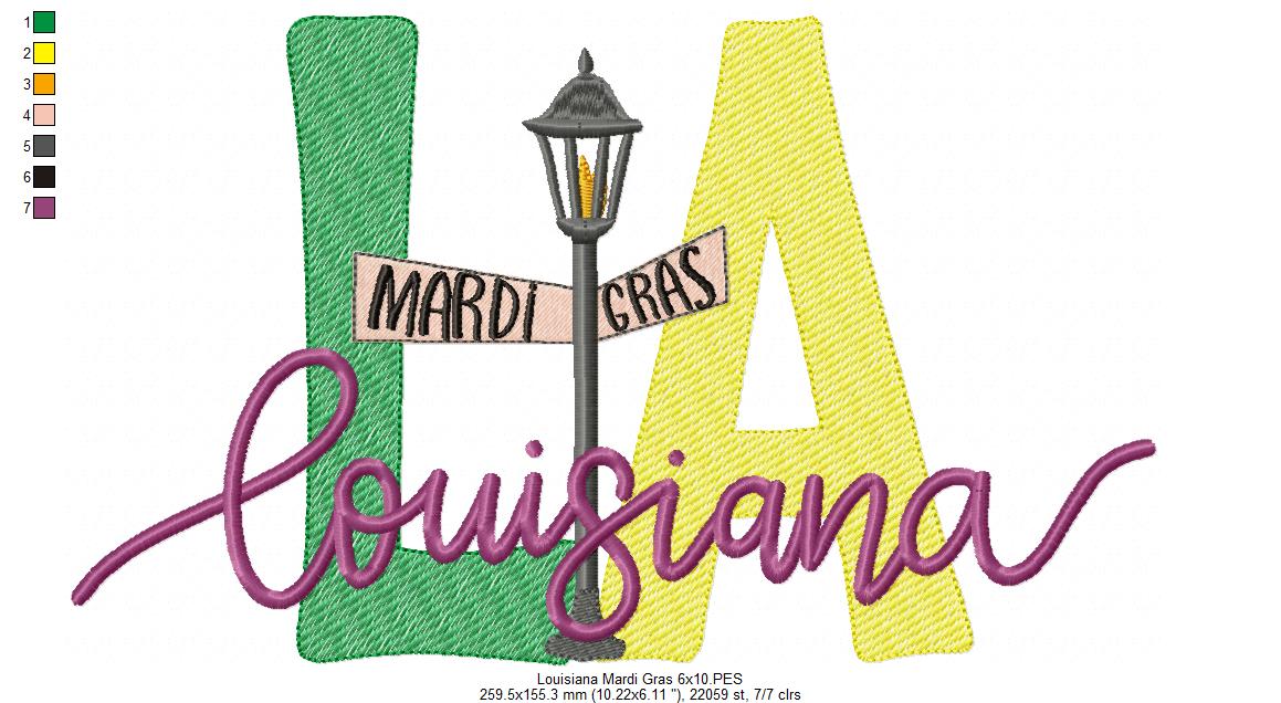 Louisiana Mardi Gras - Fill Stitch - Machine Embroidery Design