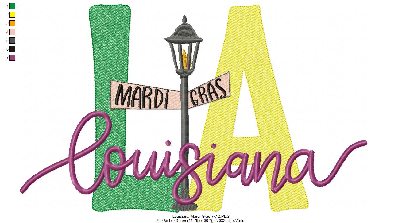Louisiana Mardi Gras - Fill Stitch - Machine Embroidery Design