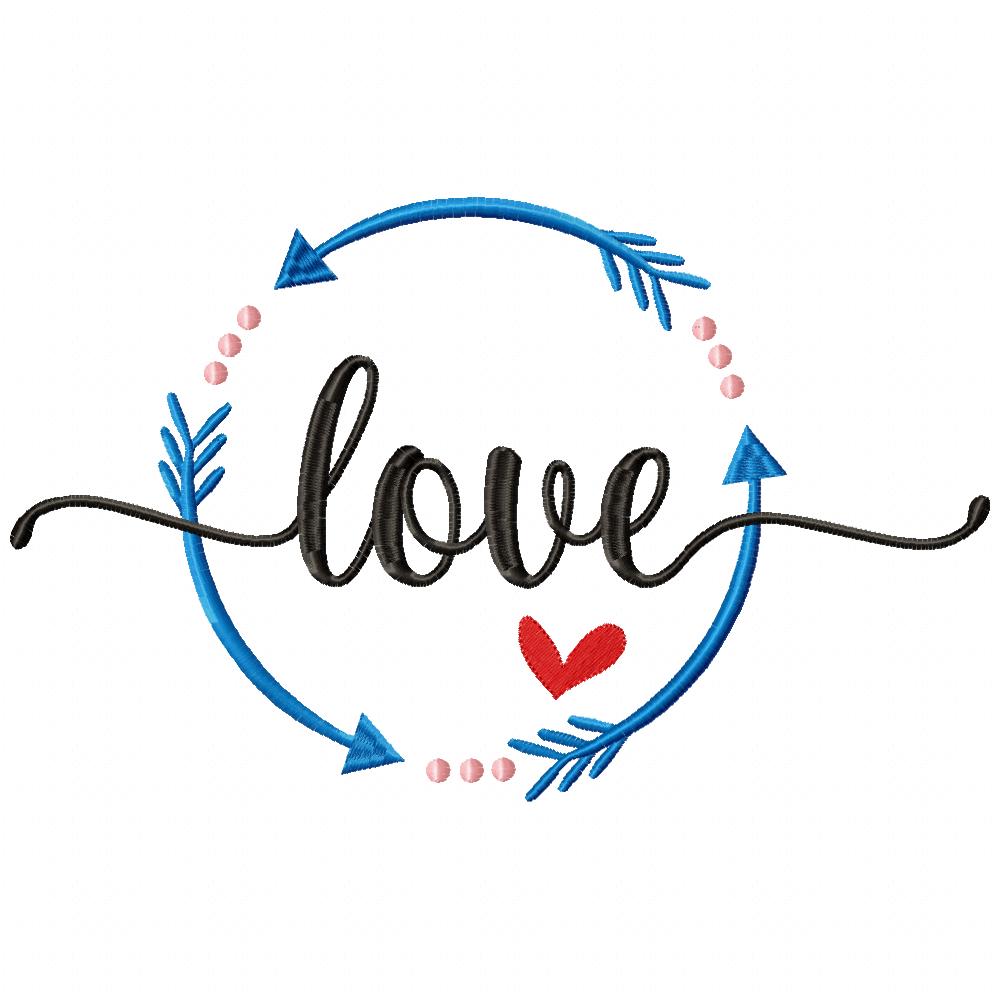 Love Rounded Arrows - Fill Stitch - Machine Embroidery Design