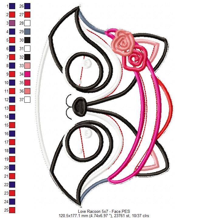 Love Racoon Ornament - ITH Project - Machine Embroidery Design