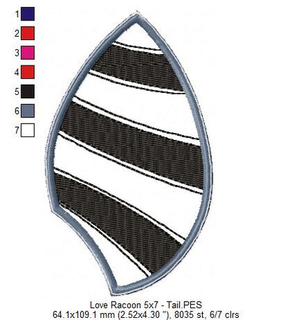 Love Racoon Ornament - ITH Project - Machine Embroidery Design