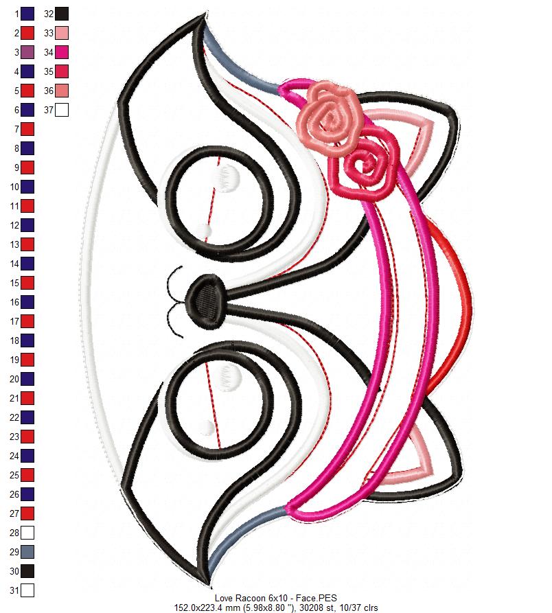 Love Racoon Ornament - ITH Project - Machine Embroidery Design