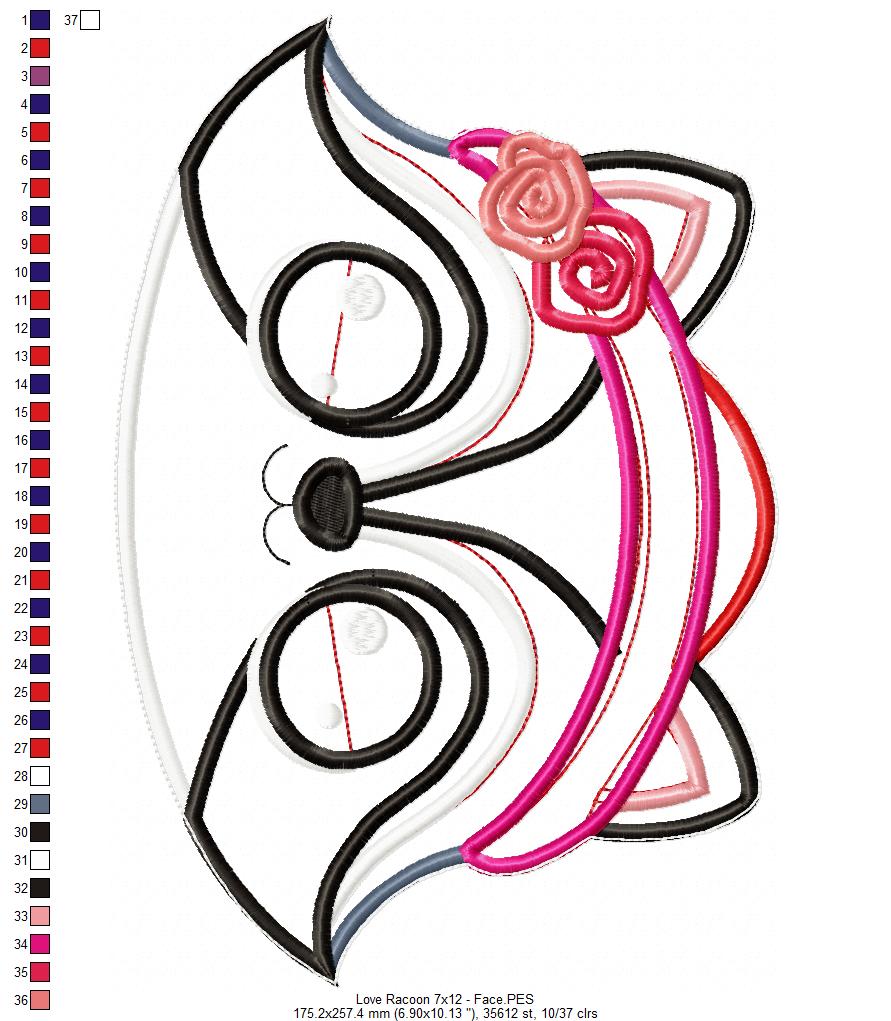 Love Racoon Ornament - ITH Project - Machine Embroidery Design