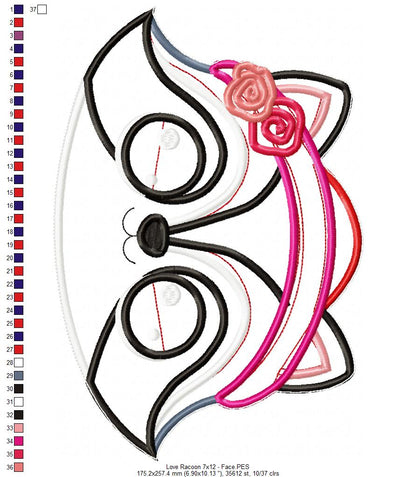 Love Racoon Ornament - ITH Project - Machine Embroidery Design