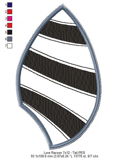 Love Racoon Ornament - ITH Project - Machine Embroidery Design