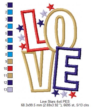 Love and Stars  - Applique
