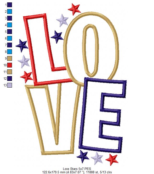 Love and Stars  - Applique