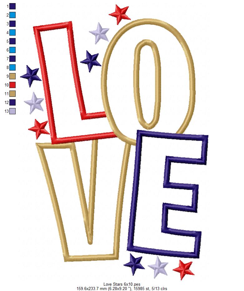 Love and Stars  - Applique