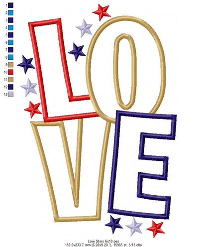 Love and Stars  - Applique