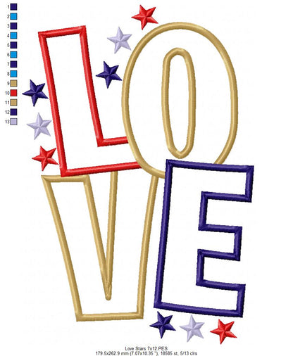 Love and Stars  - Applique