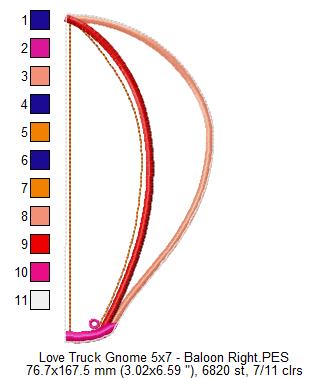 Love Truck Gnome Ornament - ITH Project - Machine Embroidery Design