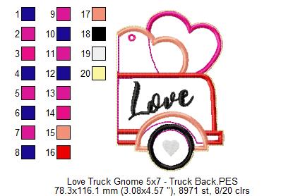 Love Truck Gnome Ornament - ITH Project - Machine Embroidery Design