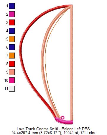 Love Truck Gnome Ornament - ITH Project - Machine Embroidery Design
