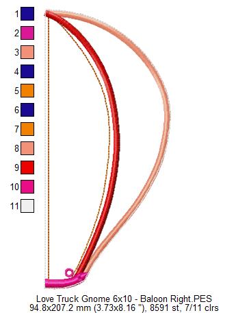 Love Truck Gnome Ornament - ITH Project - Machine Embroidery Design