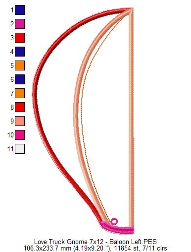 Love Truck Gnome Ornament - ITH Project - Machine Embroidery Design