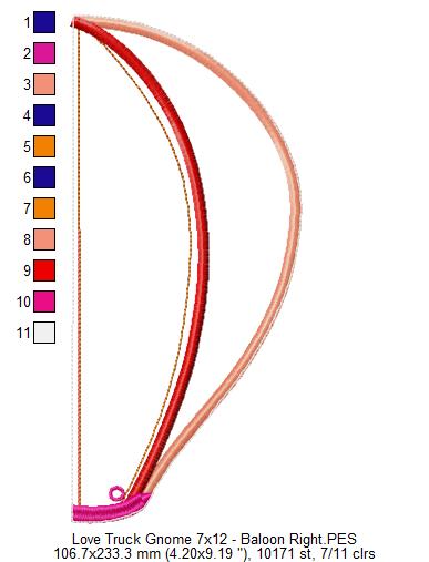 Love Truck Gnome Ornament - ITH Project - Machine Embroidery Design
