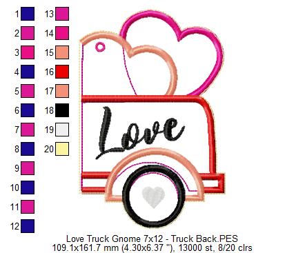 Love Truck Gnome Ornament - ITH Project - Machine Embroidery Design