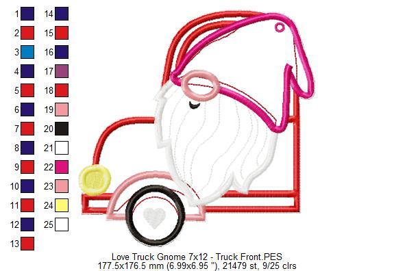 Love Truck Gnome Ornament - ITH Project - Machine Embroidery Design