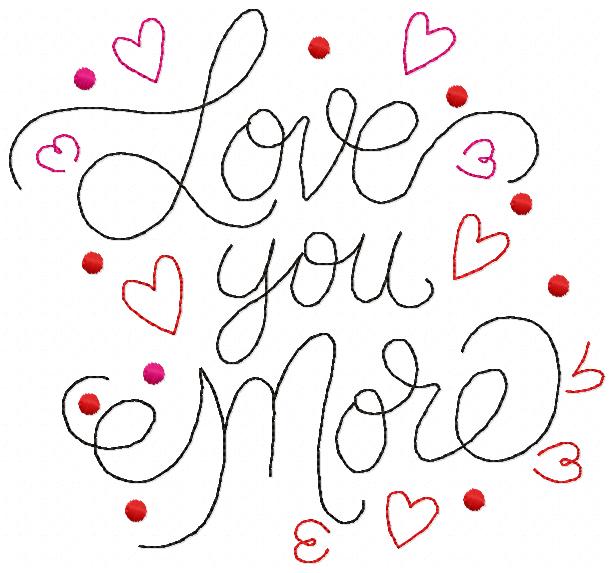 Love You More - Redwork - Machine Embroidery Design