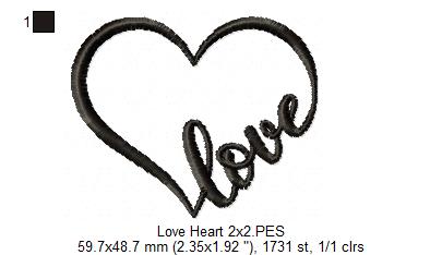 Valentine's Love Heart - Applique - Machine Embroidery Design