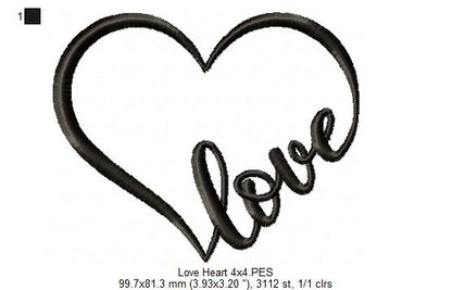 Valentine's Love Heart - Applique - Machine Embroidery Design