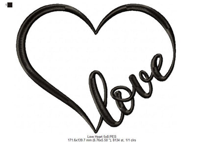 Valentine's Love Heart - Applique - Machine Embroidery Design