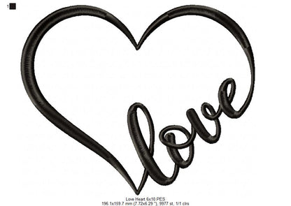 Valentine's Love Heart - Applique - Machine Embroidery Design