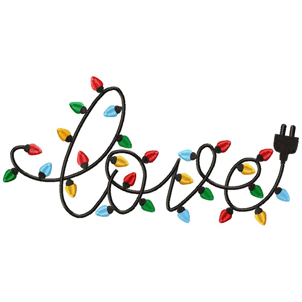 Love Christmas Lights - Fill Stitch - Machine Embroidery Design