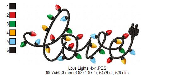 Love Christmas Lights - Fill Stitch - Machine Embroidery Design