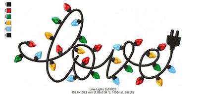 Love Christmas Lights - Fill Stitch - Machine Embroidery Design