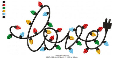 Love Christmas Lights - Fill Stitch - Machine Embroidery Design