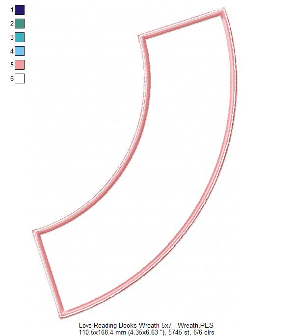 Love Reading Books Wreath Ornament - ITH Project - Machine Embroidery Design