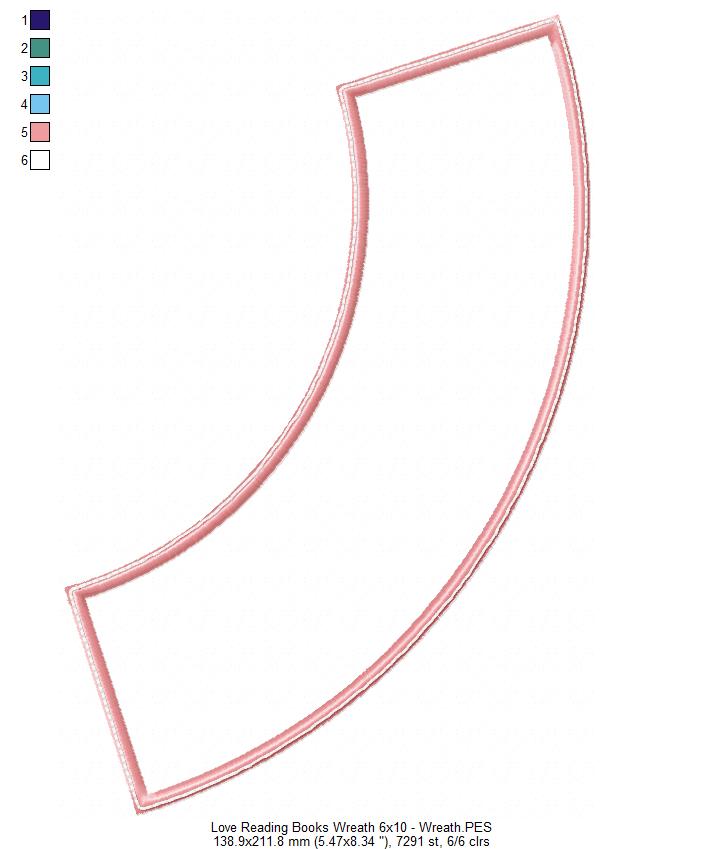 Love Reading Books Wreath Ornament - ITH Project - Machine Embroidery Design