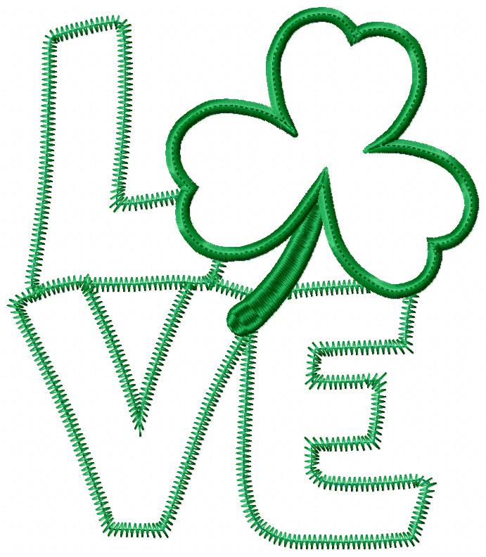 Love Shamrock - Applique - Machine Embroidery Design