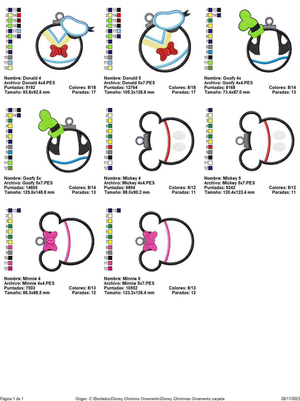 Characters Christmas tree Ornaments - ITH Project - Machine Embroidery Design