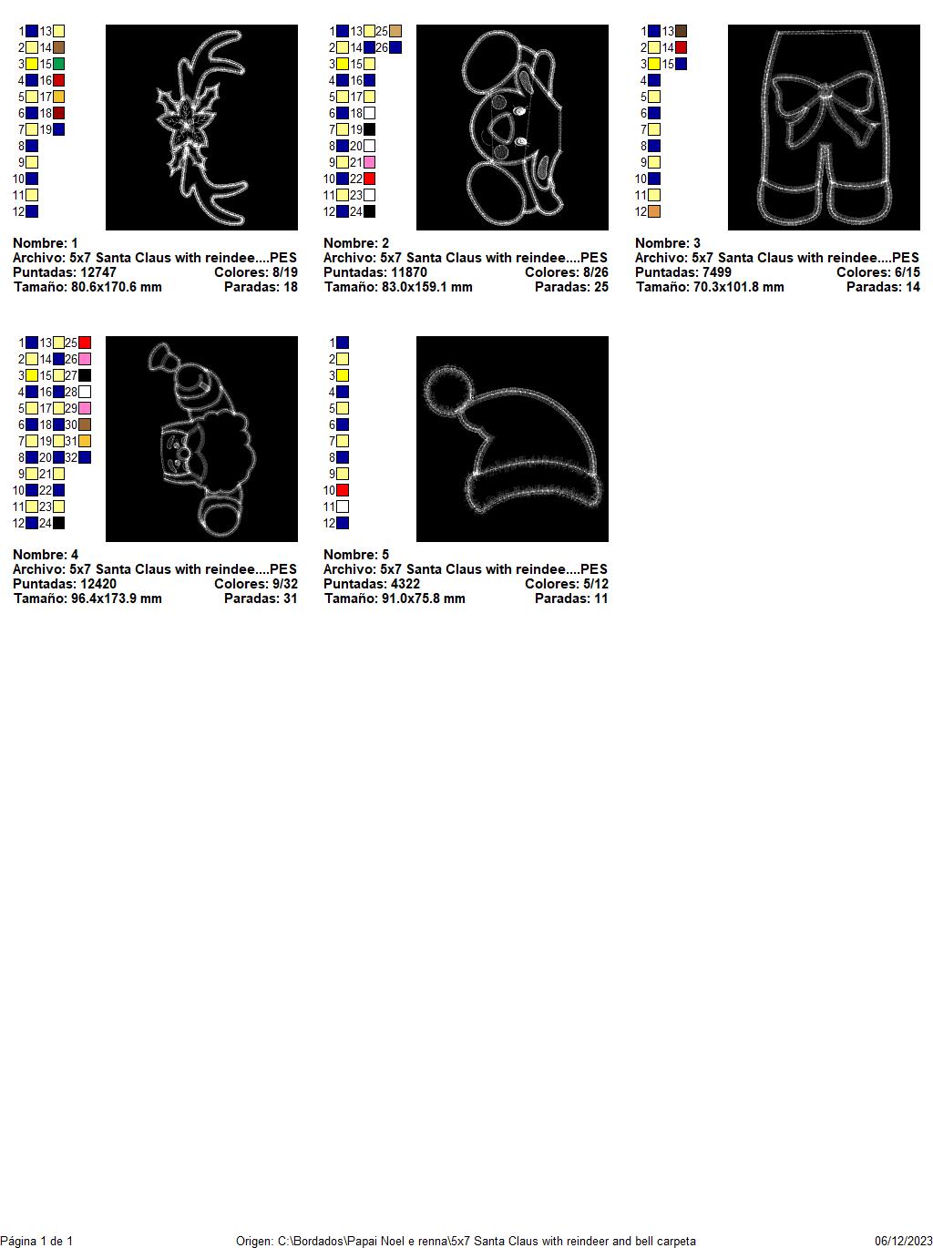 Santa Claus with Reindeer and Bell - ITH Project - Machine Embroidery Design