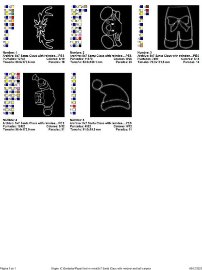 Santa Claus with Reindeer and Bell - ITH Project - Machine Embroidery Design