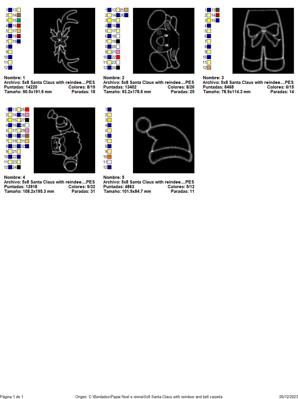 Santa Claus with Reindeer and Bell - ITH Project - Machine Embroidery Design