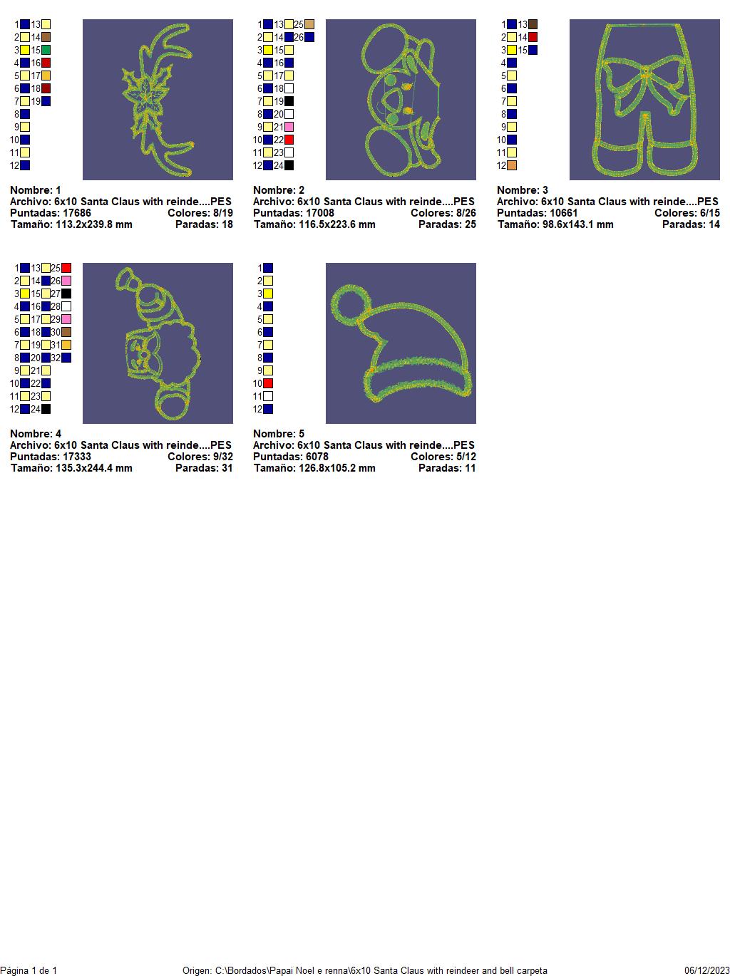 Santa Claus with Reindeer and Bell - ITH Project - Machine Embroidery Design