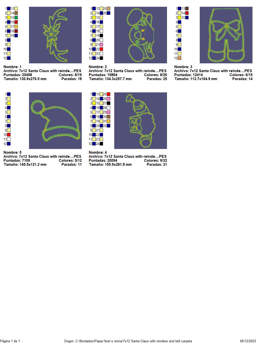 Santa Claus with Reindeer and Bell - ITH Project - Machine Embroidery Design
