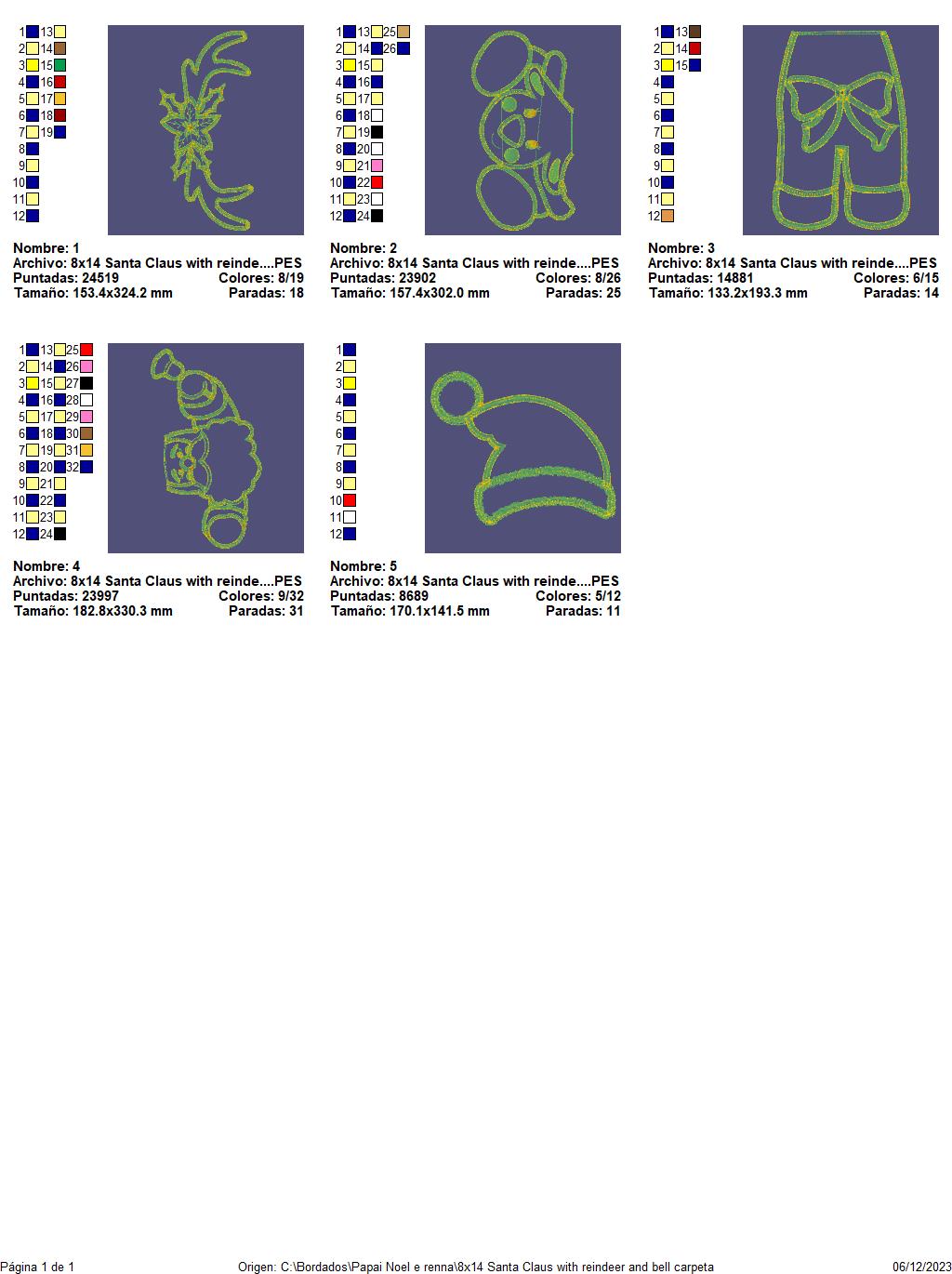 Santa Claus with Reindeer and Bell - ITH Project - Machine Embroidery Design