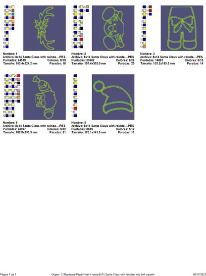 Santa Claus with Reindeer and Bell - ITH Project - Machine Embroidery Design